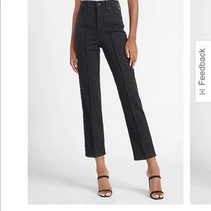 Express High Waisted Black Seamed Straight Jeans